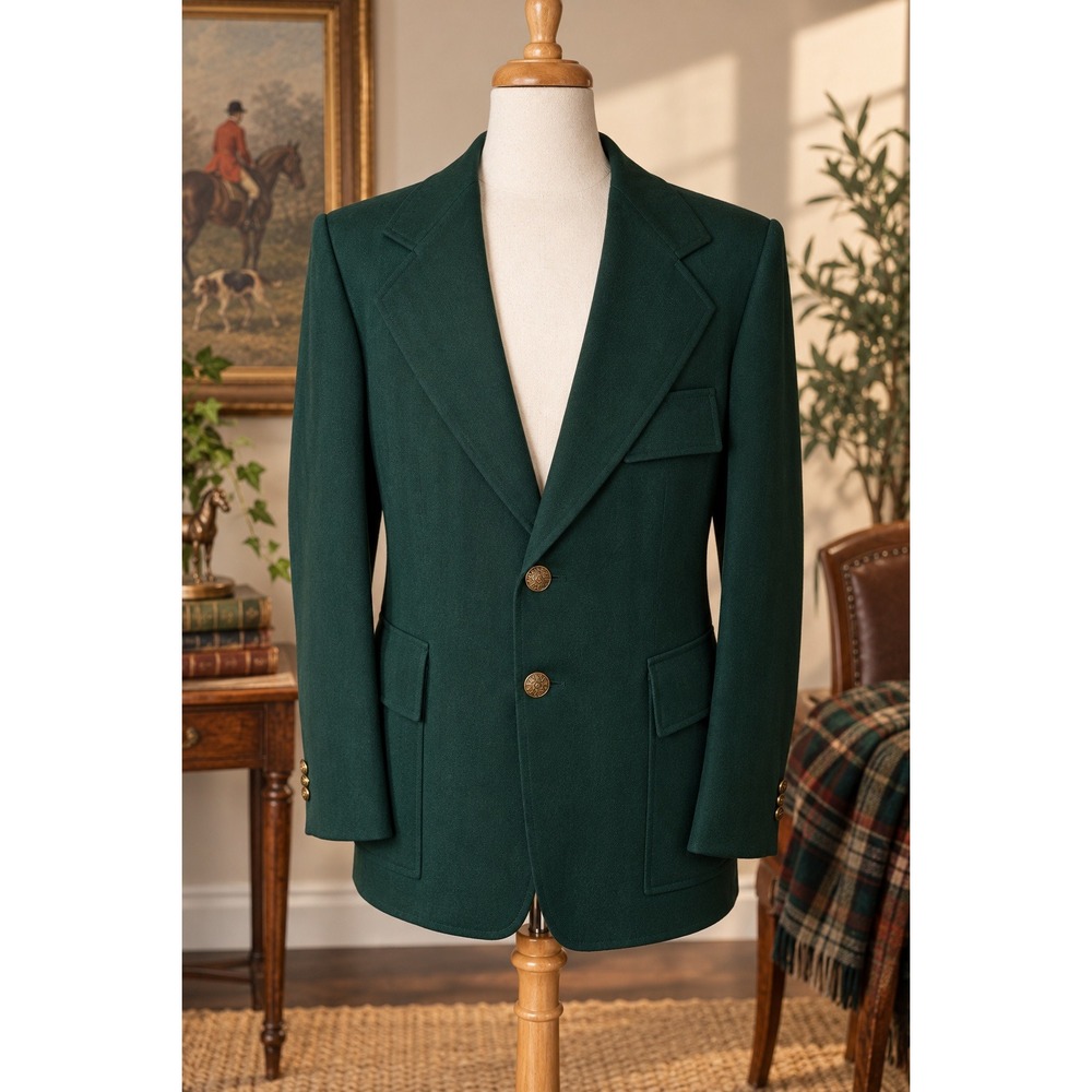 Vintage Devon Park Men's Green Blazer Union Made Equestrian 70s Canada